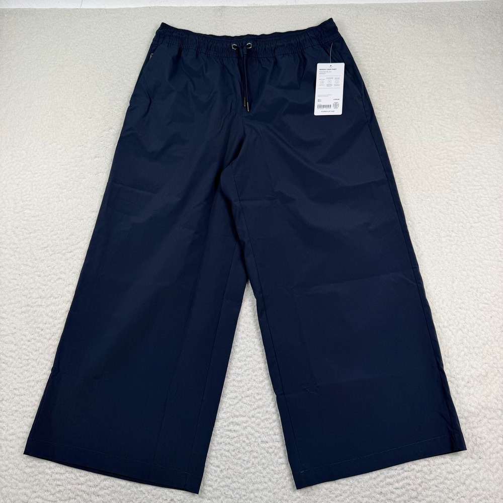NWT Athleta Midday Crop Pant Medium Navy Blue Wide Leg Lightweight Athleisure